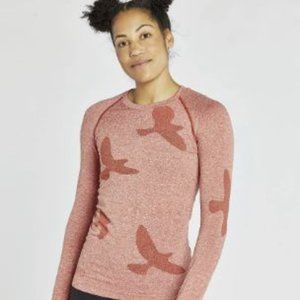 Oiselle Flyte Seamless Long Sleeve Athletic Running Tee T-Shirt Carmine Medium